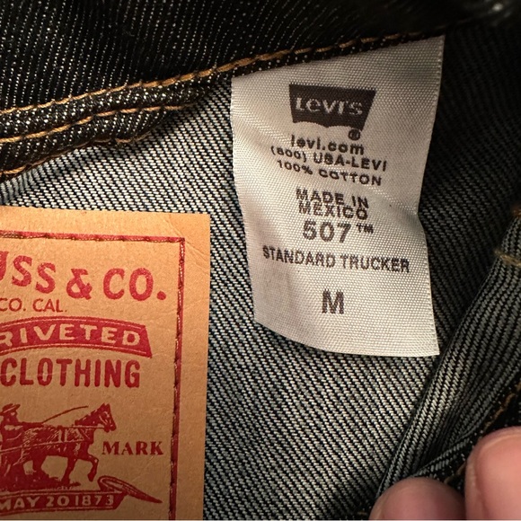 NWT LEVI'S 507 Standard Trucker Rigid Denim Jacket sz M Cotton Unwashed Red Tab - Picture 3 of 16